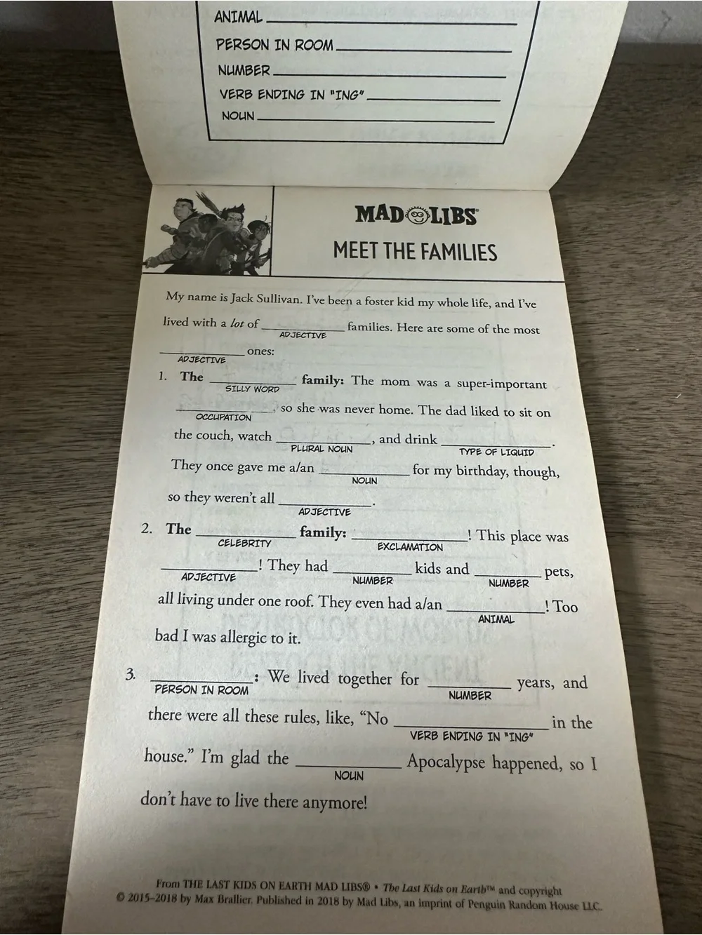The Last Kids on Earth Mad Libs